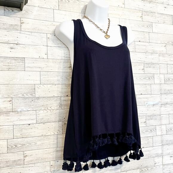 Trina Turk Tajo Tassel Hem Jersey Navy Blue Tank, XL - Picture 6 of 9